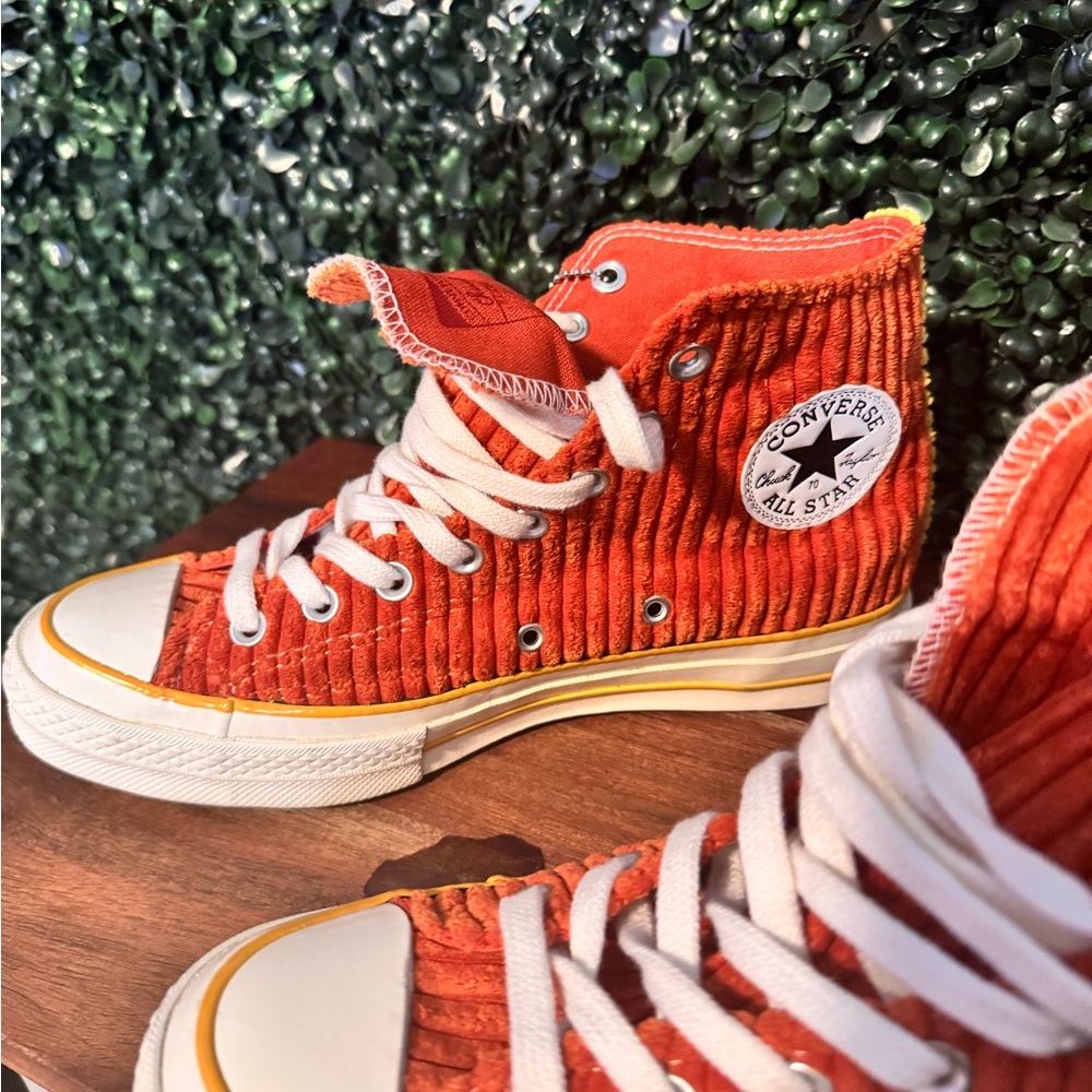 Converse All Star Chuck Corduroy Orange High Tops unisex - women size 8.5 - Picture 10 of 11